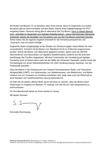 Offener Brief an Swisscom-CEO Carsten Schloter - Stiftung für ...
