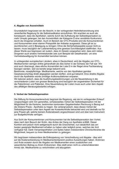 Stellungnahme Heilmittelrevision - Stiftung für Konsumentenschutz