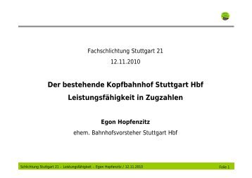 Präsentation (Hopfensitz) / 220 kB - Schlichtung Stuttgart 21