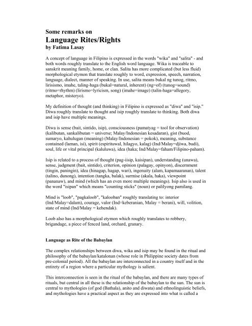 Some Remarks on Language Rites/Rights - Korakora