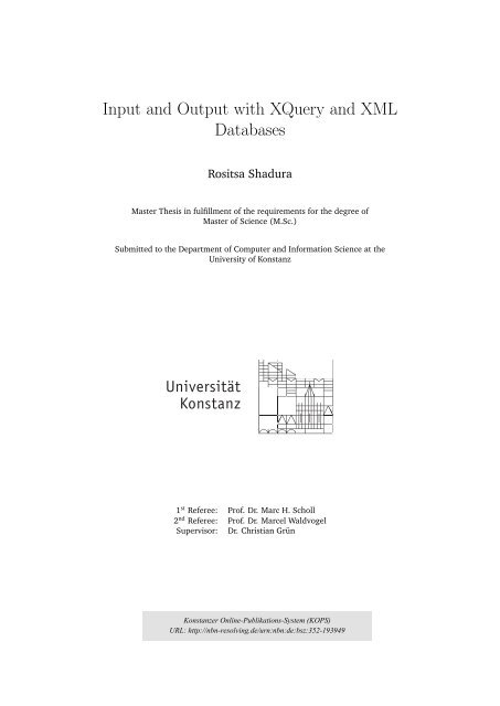 Input and Output with XQuery and XML Databases - KOPS