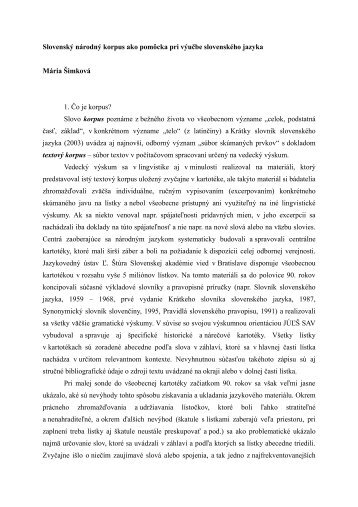 2007-Simkova-SNK ako pomocka.pdf - Slovenský národný korpus ...