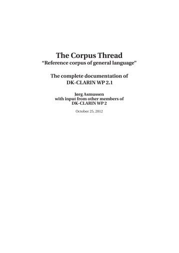 The Corpus Thread - Det Danske Sprog- og Litteraturselskab