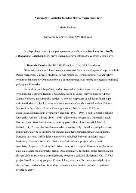 2003-simkova-navravacky dominika tatarku.pdf - Slovenský národný ...