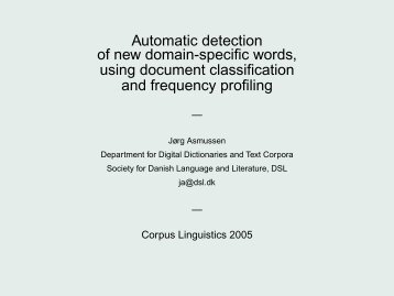 Automatic detection of new domain-specific words, using document ...