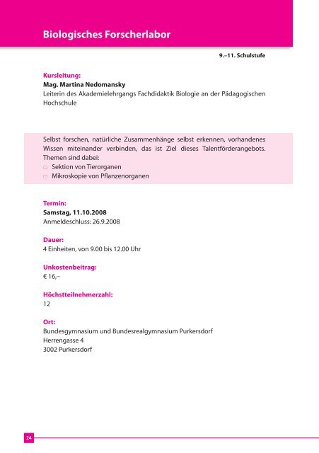 Klosterneuburg/Wien-Umgebung - Kreativakademien Niederösterreich