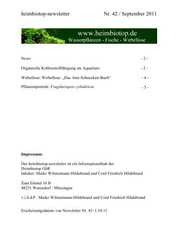 heimbiotop-newsletter Nr. 42 / September 2011