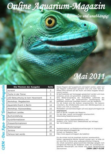 OAM Ausgabe Mai 2011 - Online Aquariummagazin