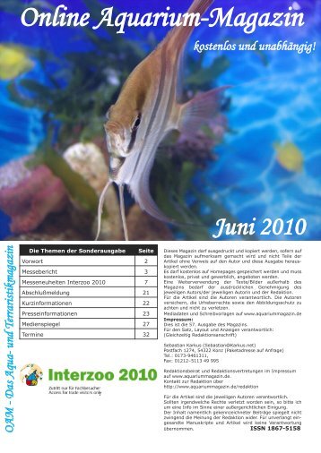 OAM Ausgabe Juni 2010 - Online Aquariummagazin
