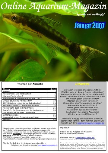 Online Aquarium Online Aquarium-Magazin - Die Wirbellosen