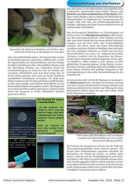 OAM Ausgabe Dezember 2010 - Online Aquariummagazin