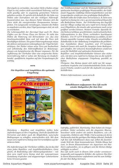 OAM Ausgabe Dezember 2010 - Online Aquariummagazin