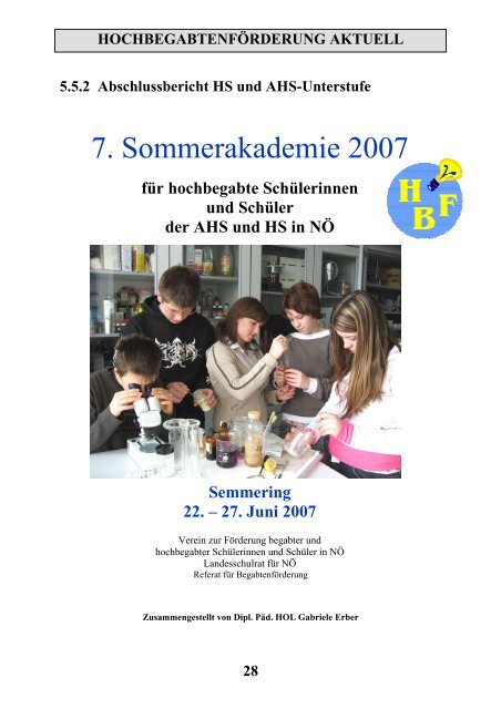 Hochbegabtenförderung aktuell Nr. 5 - Landesschulrat für ...