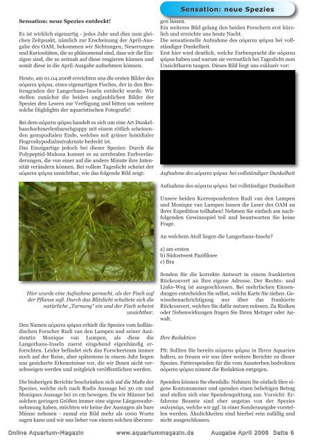OAM-Ausgabe 04/2008 - Die Wirbellosen