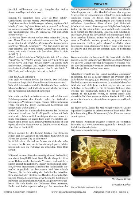 Online Aquarium-Magazin Mai 2010 - Die Wirbellosen