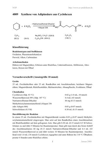 4009 Synthese von Adipinsäure aus Cyclohexen - kriemhild
