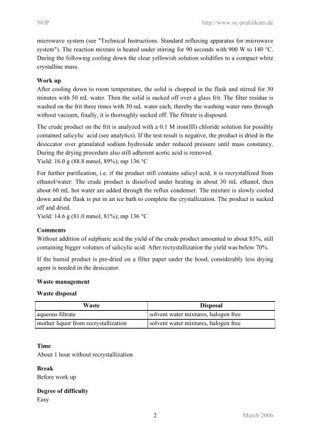 5012 Synthesis of acetylsalicylic acid (aspirin) from ... - kriemhild