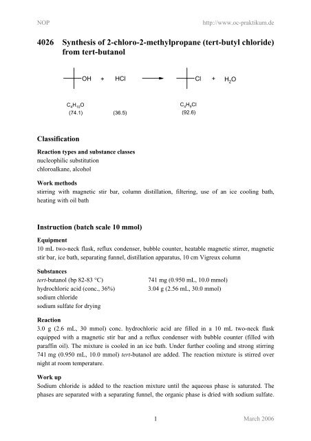 4026 Synthesis of 2-chloro-2-methylpropane (tert-butyl ... - kriemhild