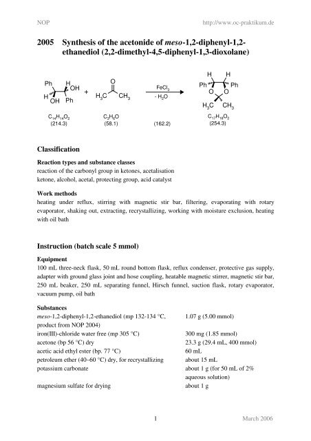 2005 Synthesis of the acetonide of meso-1,2-diphenyl-1 ... - kriemhild