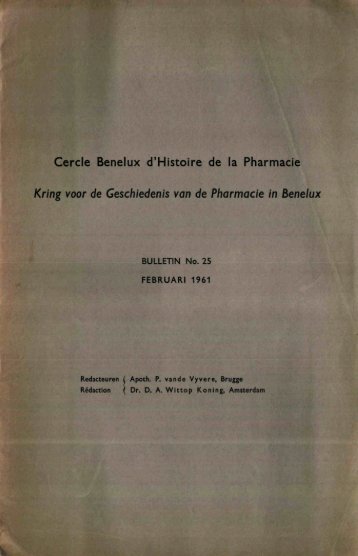 1961-025 geschiedenis/histoire pharmacie - Kringgeschiedenis