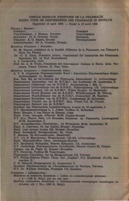 1961-025 geschiedenis/histoire pharmacie - Kringgeschiedenis