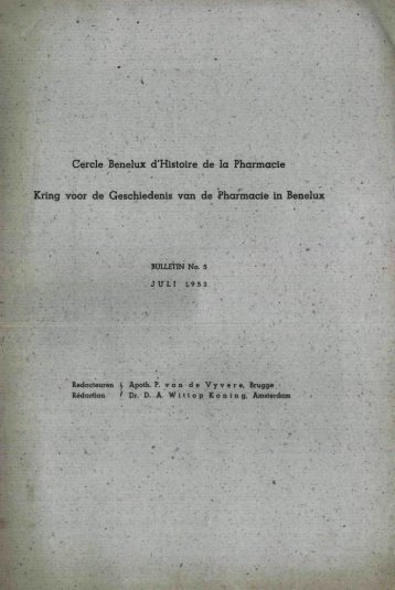 1953-005 geschiedenis/histoire pharmacie - Kringgeschiedenis