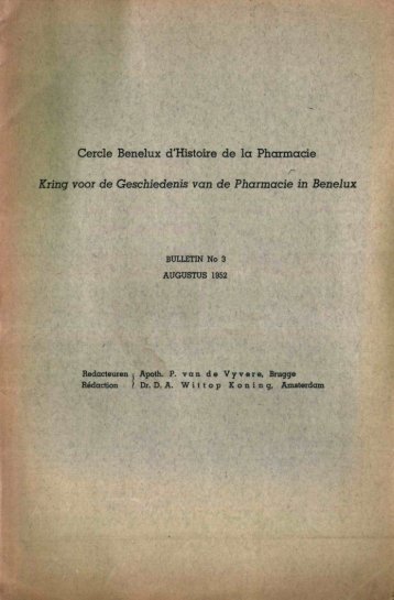 1952-003 geschiedenis/histoire pharmacie - Kringgeschiedenis