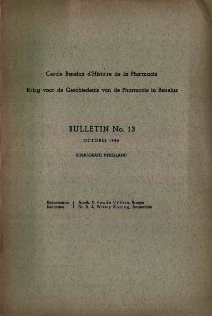 1956-013 geschiedenis/histoire pharmacie - Kringgeschiedenis