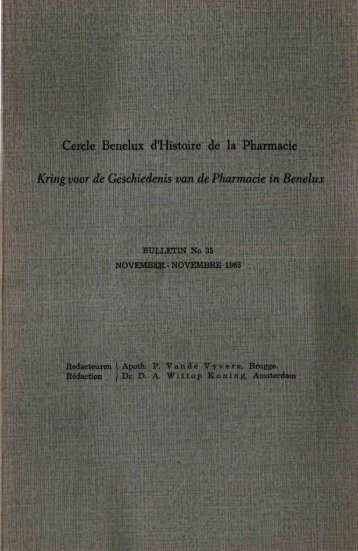 Cercle Benelux d'Histoire de la Pharmacie - Kringgeschiedenis