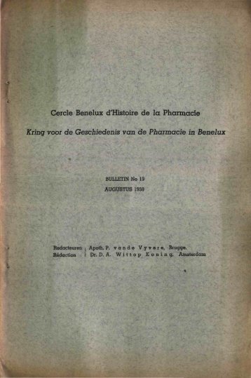 1959-019 geschiedenis/histoire pharmacie - Kringgeschiedenis