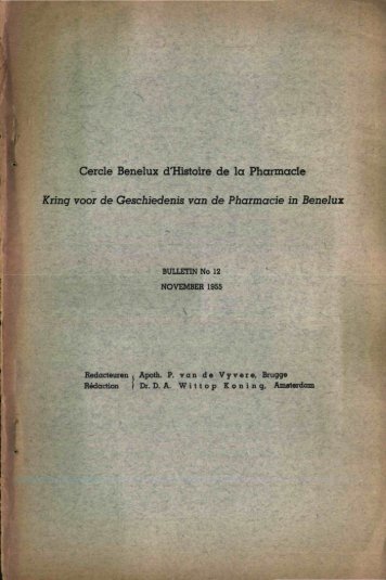 1955-012 geschiedenis/histoire pharmacie - Kringgeschiedenis