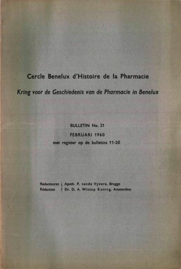 1960-021 geschiedenis/histoire pharmacie - Kringgeschiedenis