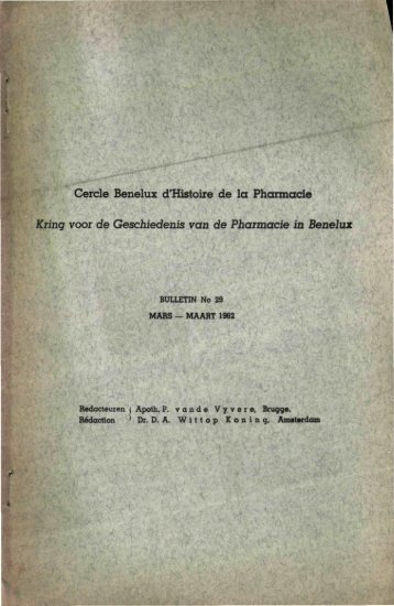 1962-029 geschiedenis/histoire pharmacie - Kringgeschiedenis
