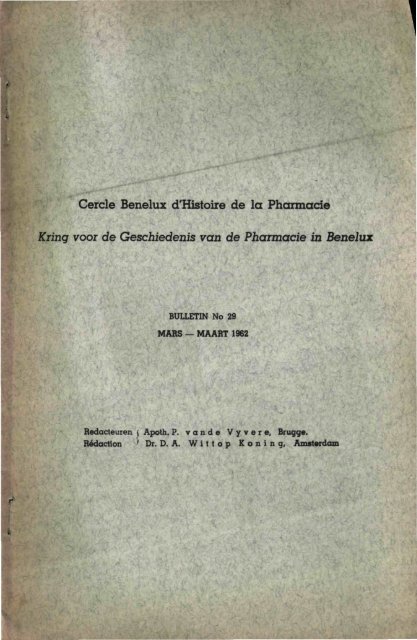 1962-029 geschiedenis/histoire pharmacie - Kringgeschiedenis