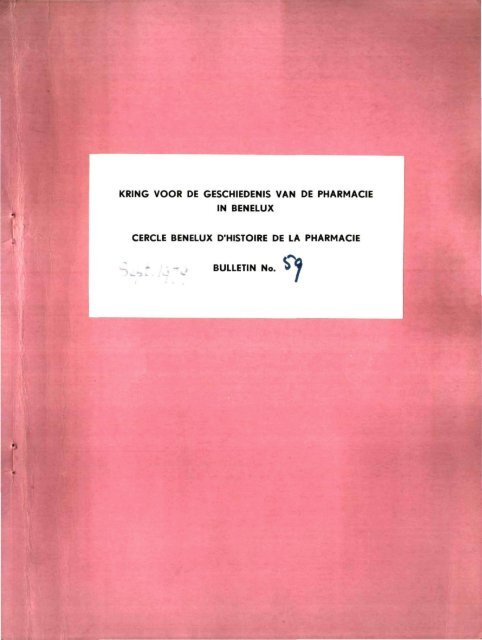 1979-059 geschiedenis/histoire pharmacie - Kringgeschiedenis