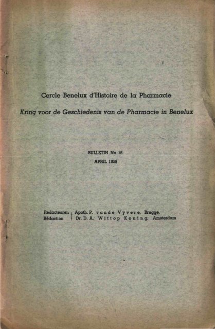 Cercle Benelux d'Histoire de la Pharmacie - Kringgeschiedenis