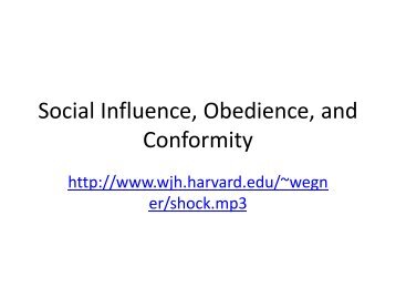 Social Influence, Obedience, and Conformity