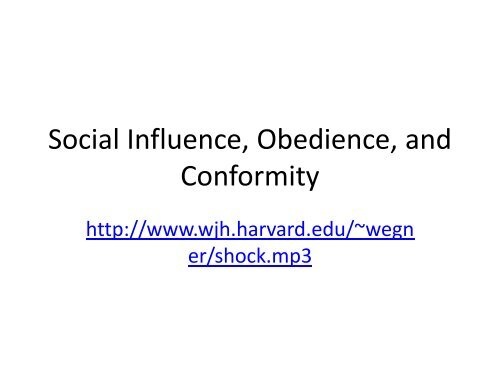 Social Influence, Obedience, and Conformity