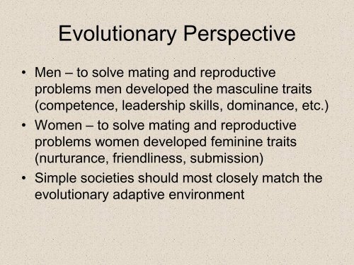 Social role vs. evolutionary theory