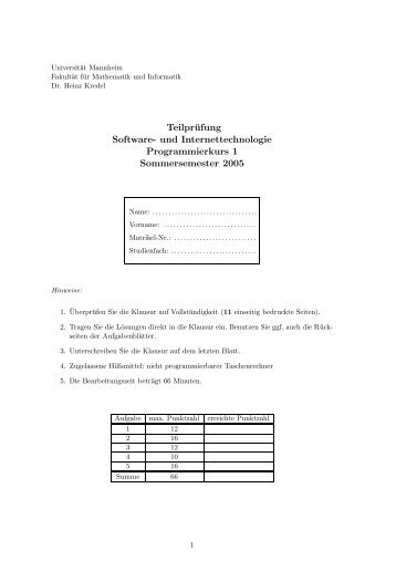 Sommersemester 2005 - Universität Mannheim