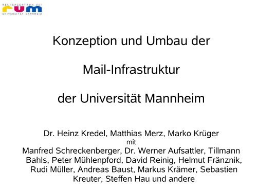 Mail-Infrastruktur - KRUM Server - Universität Mannheim