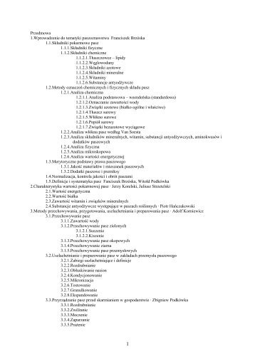 Przedmowa 1.Wprowadzenie do tematyki paszoznawstwa ...