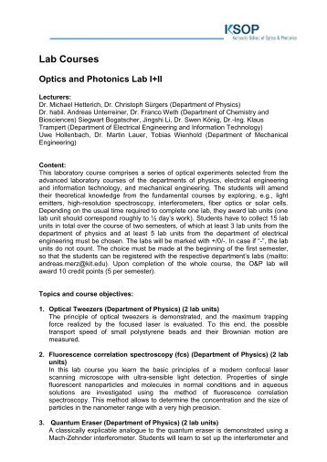 Lab Descriptions - Karlsruhe School of Optics & Photonics - KIT