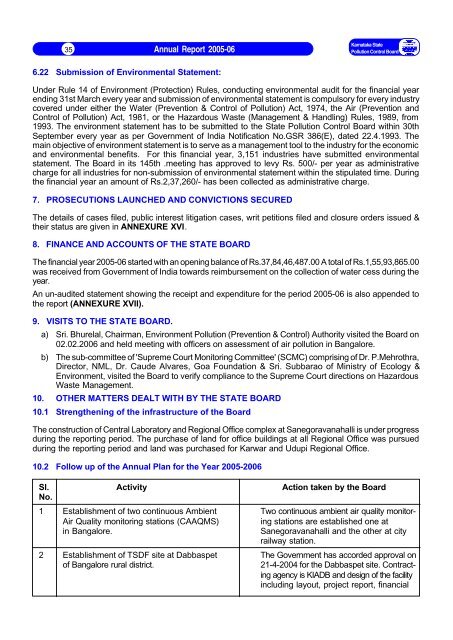 Annual Report 2005-06 - Karnataka State Pollution Control Board