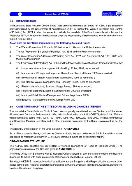 Annual Report 2005-06 - Karnataka State Pollution Control Board