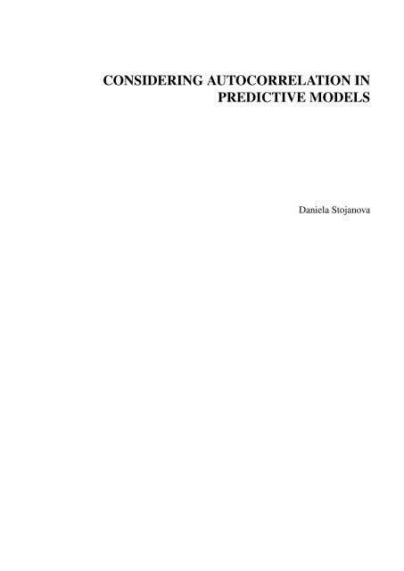 considering autocorrelation in predictive models - Department of ...