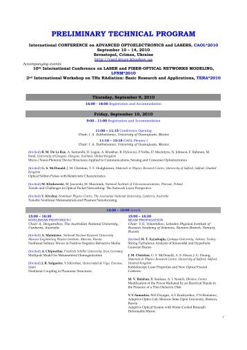 preliminary technical program - International Conference on ...