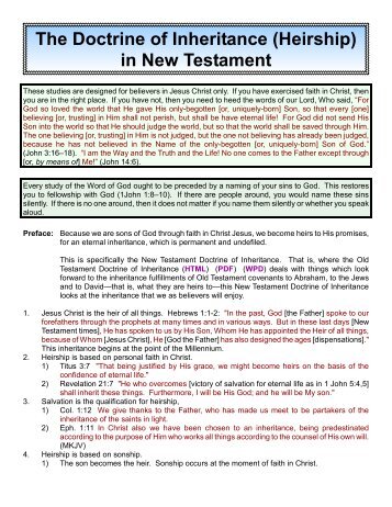 The Doctrine of Inheritance (Heirship) in New Testament - Kukis.org