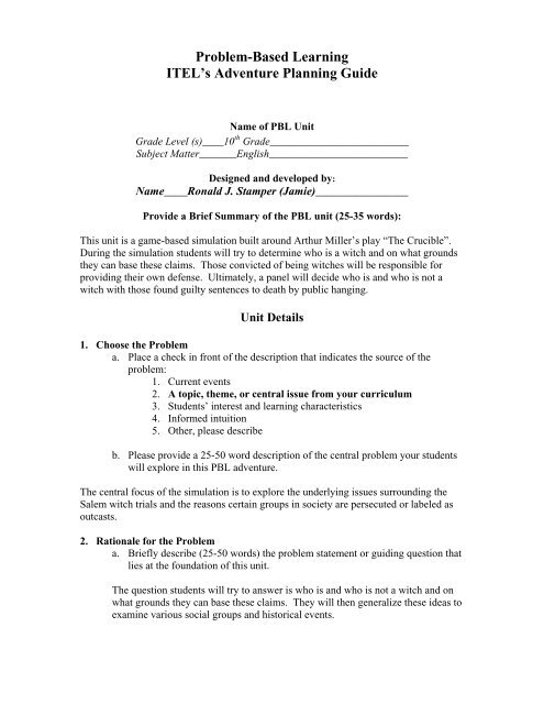 Crucible Simulation Template University Of Dayton Homepages