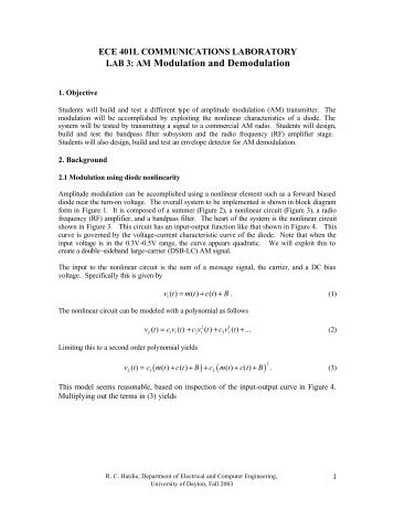 AM Modulation and Demodulation - University of Dayton : Homepages